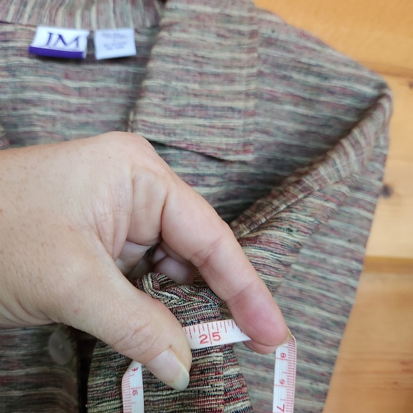 JM Collection Silk Blend Slub‎ Knit Striped Button Up Jacket Blazer Shacket Sz L - Picture 8 of 9